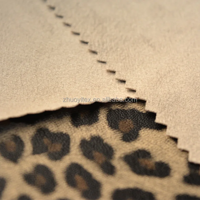 
leopard printed faux suede fabric leather fabric for upholstery 