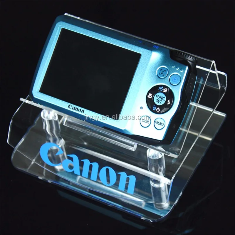 Table counter top pmma plexiglass acrylic audio lens counter display stand for digital products acrylic camera display stand