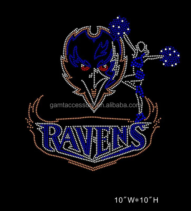 Балтимор вороны Чирлидеры футбол Горячая фиксация на заказ Переводные майки со стразами оптовая продажа