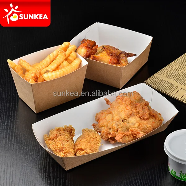 Disposable brown kraft paper boat paper food tray