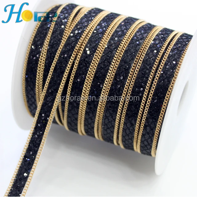 Cheap garment decoration chain glitter fabric trim hot fix rhinestone trim for shoe garment etc