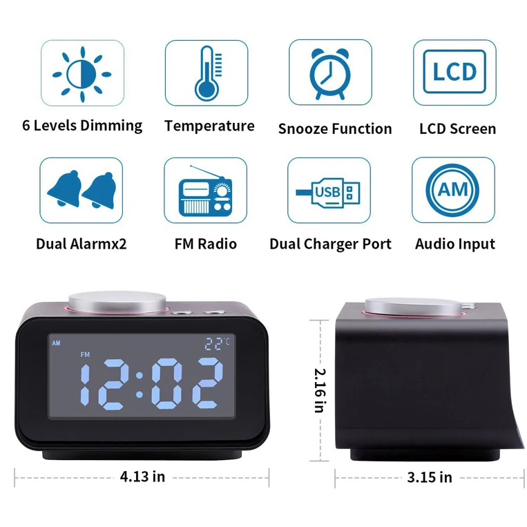 
Blue-tooth Home speaker with 2X 3W speaker Docking clock radio sound box Surround HiFi, LCD Display, 3.5mm AUX in 