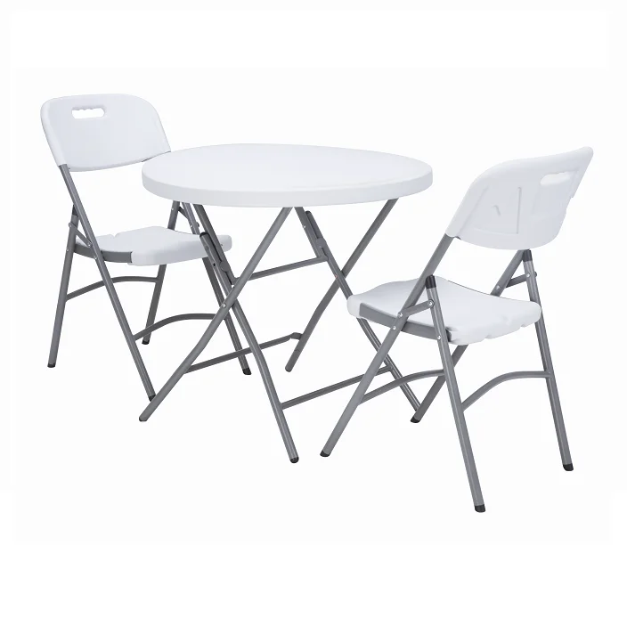 DIA 80CM Garden White High OUTDOOR PLASTIC FOLDING ROUND BAR TABLE and chair foldable