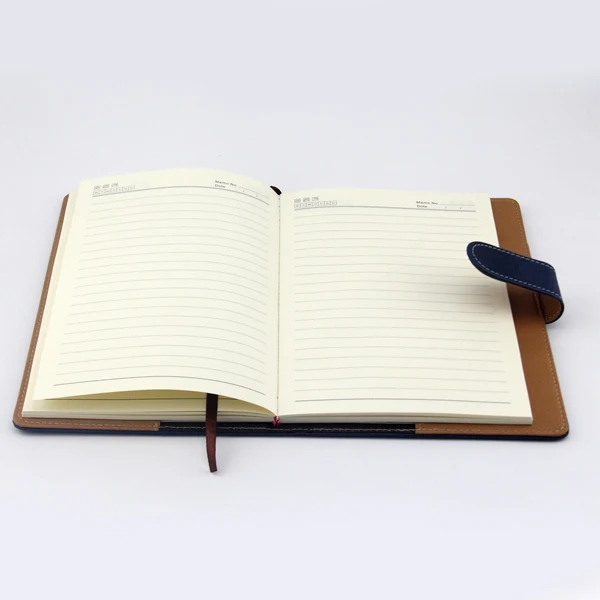 
Custom printing personalized embossed leather agenda notebooks with snap fastener 
