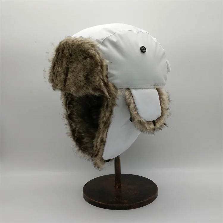 Classical Winter Russian Style Trapper Hat With Faux Fur Earflap