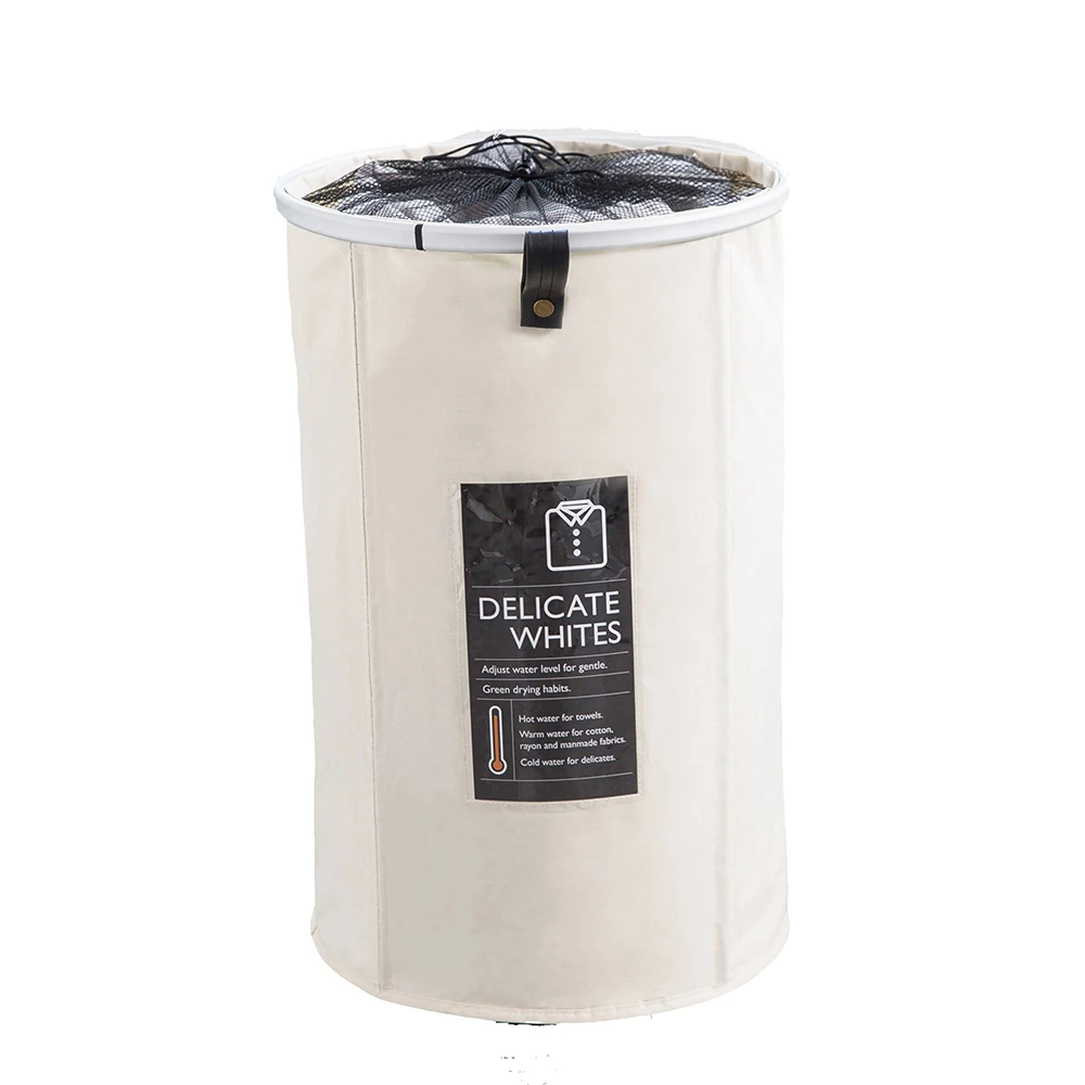 New Arrival Tall Cylinder Waterpoof Laundry Basket With Pop Up Mesh