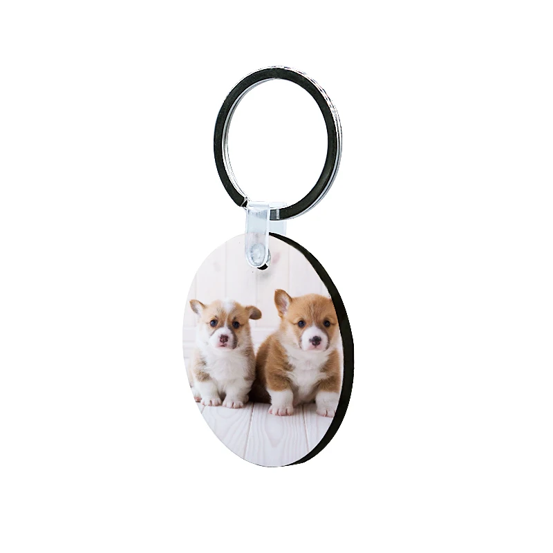 MDF&Photo 3mm MDF sublimation blank mdf keychain Customized Sublimation Wooden Keychain Round