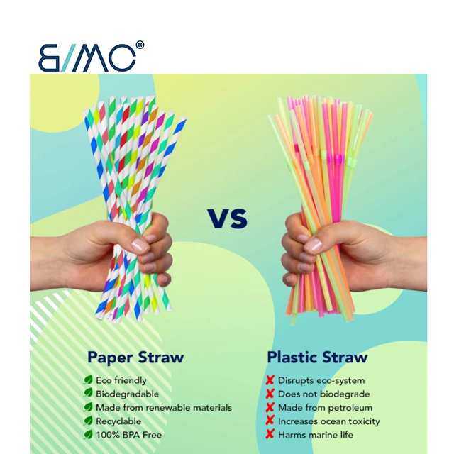 High quality disposable printed paper hemp drinking paper straws manufacturer