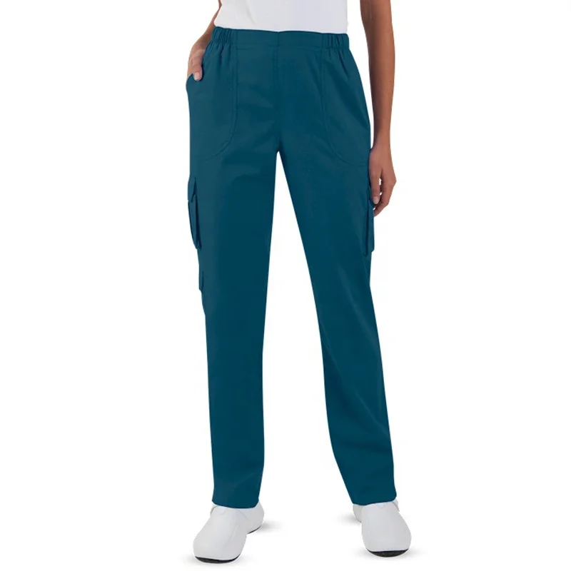 Ladies 8-Pocket Tapered Leg Cargo Scrub Pant with Back Elastic