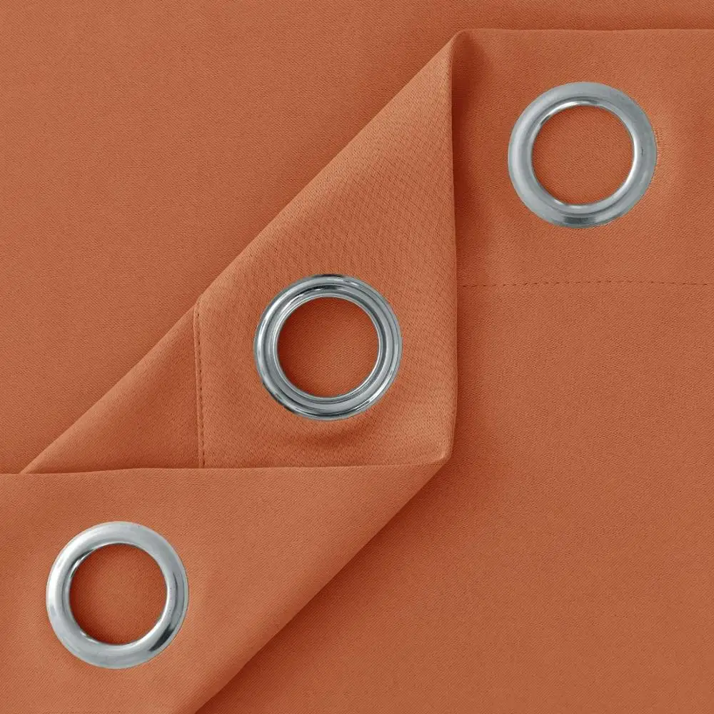 Luxury Soft Touch Top Grommet Blackout  Curtain High Quality Heavy Orange Blackout  Curtain Fabric for Bed Room