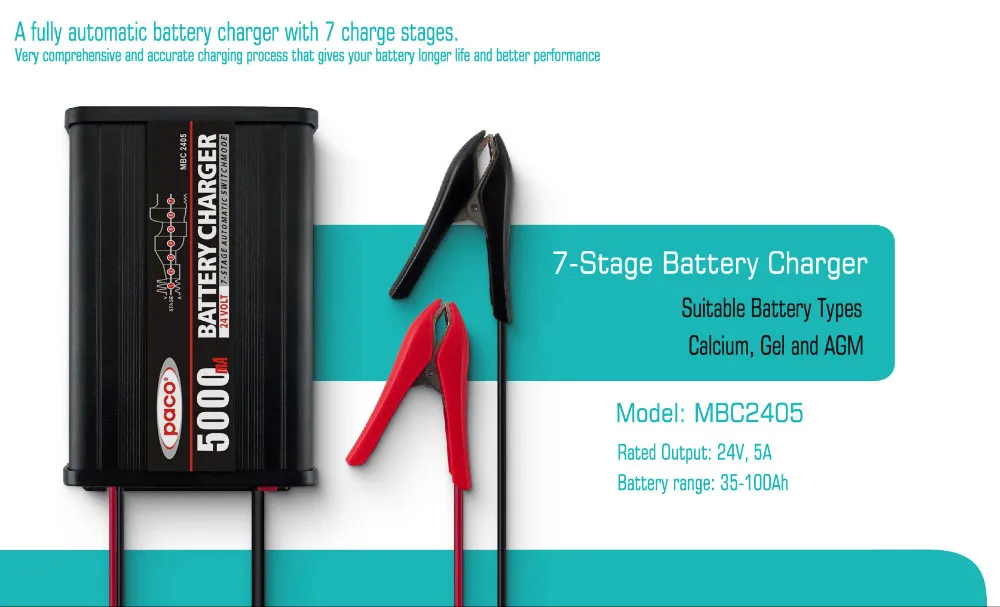 PACO universal automatic 12v 24v lead acid car battery charger for electrical appliance