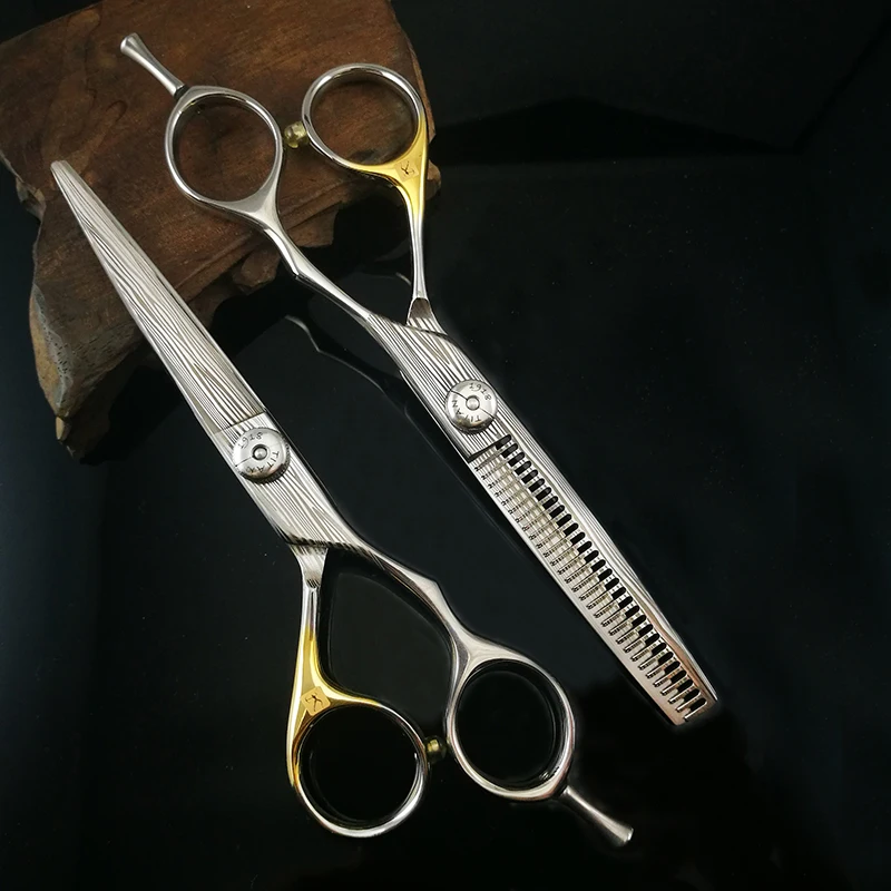 
 Дамасские ножницы для филировки с узором, парикмахерские ножницы, салонные инструменты для волос, из нержавеющей стали, прямой Большой остроконечный винт, острый  