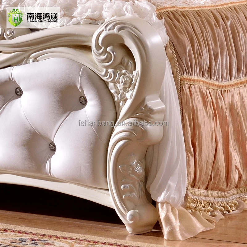 Modern Luxury  French   Style King Queen Size Cream White Buttoned Diamond Leather Headboard Diamond Queen Bed