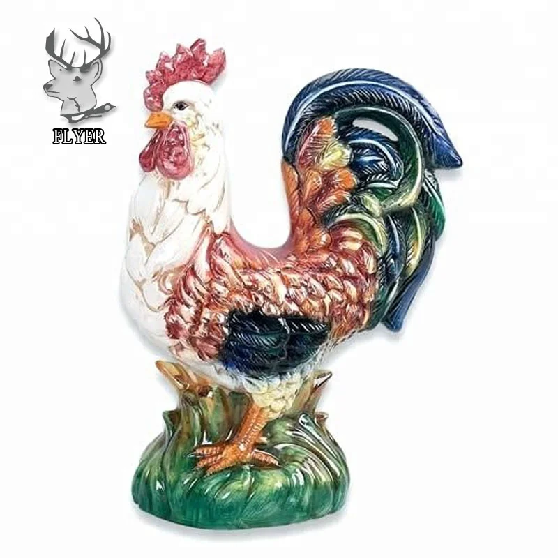 Custom Fiberglass Statue Large polyresin chicken rooster statue animal resin sculpture for sale