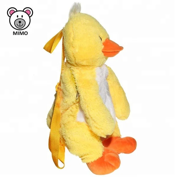 ICTI Standard Soft Plush Toy Yellow Duck Kids Backpack School Bag For Girl Fashion Custom 3D Cartoon Stuffed Zoo Animal Backpack