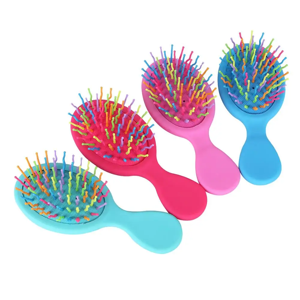 Yaeshii Custom logo Professional Manufacturing Rubber Mini Round Rainbow Hair Brush