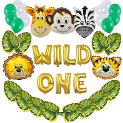 39pcs Wild One Balloon Set 16 inch Letter Party Balloon Foil Balloons Golden Latex Ballon Animal Head For Party Supplies