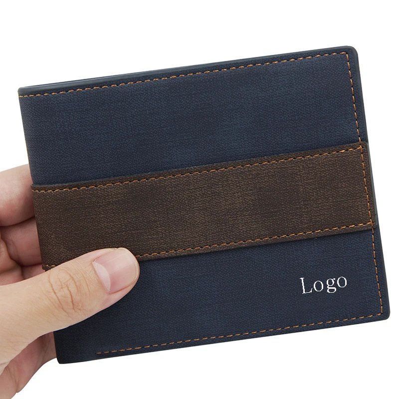 Custom Classic leisure PU leather purse contrast color men and wallet