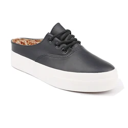 Latest PU leather height Increasing lace up casual slip on women playshoes slipper sneaker shoe