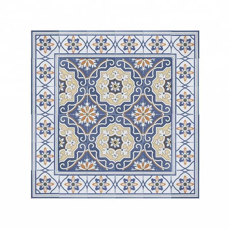 Decorative Moroccan Style 20x20 cm Hand Painted Floral Portuguese Encaustic Ceramic Tile
