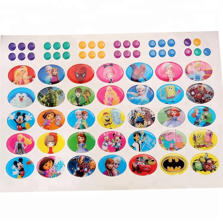 
Custom self-adhesive 3D cartoon resin domed stickers epoxy stickers for kids 