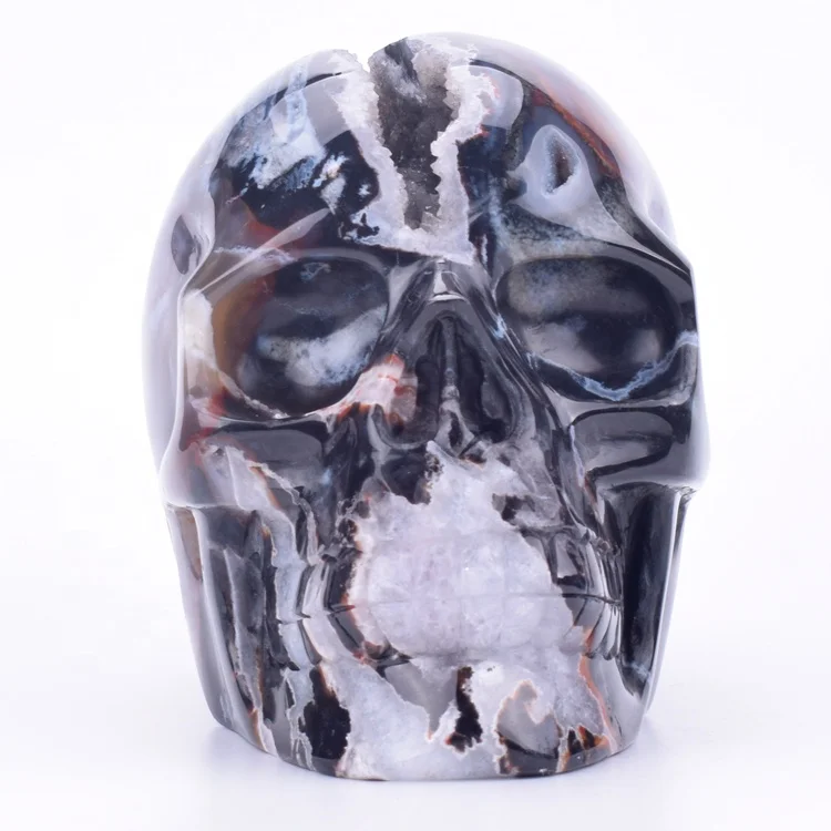 
100% Natural Wholesale Hand Carved Crystal Geode Skull 