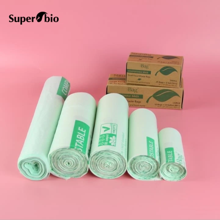 
Wholesale 3 Gallon Eco-friendly Cornstarch 100% biodegradable and Compostable OEM Garbage/Trash Bag On Roll 