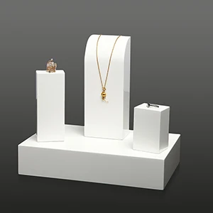 Custom Luxury Acrylic White Necklace Ring Jewellery Display Stand Set