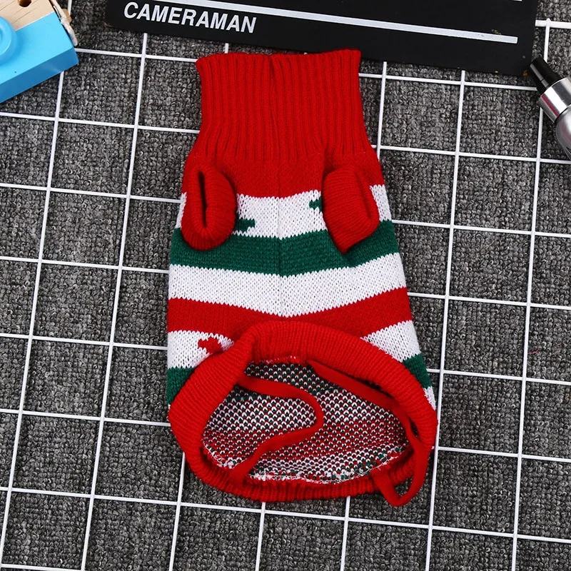 hree-color wool two-leg  hooded knit pet clothes acrylic knitting colorful dog coat