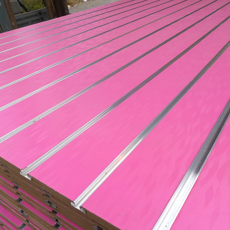 China 4x8 low price melamine slotted board/melamine displaying MDF with new design colors suppliers from china