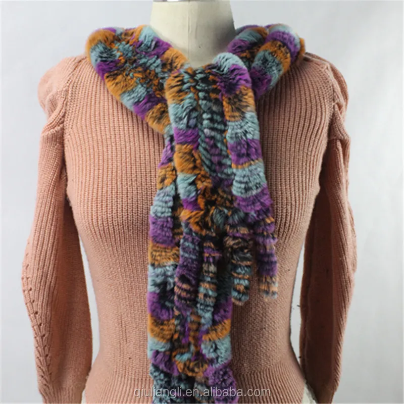 2017 New Design Thick Genuine Rex Rabbit Fur Hat Real Fur Scarf
