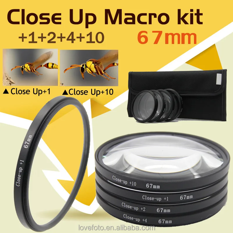 67mm Close Up Macro filter +1 +2 +4 +10 kit for D80 D90 D7000 18-105mm lens DSLR Camera