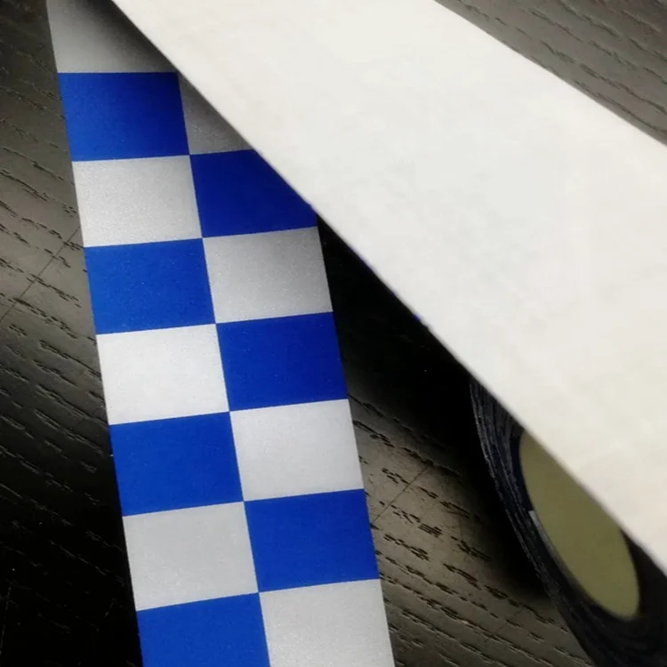 Polyester TC reflective safety ribbon checkered tape for caution and warning purpose