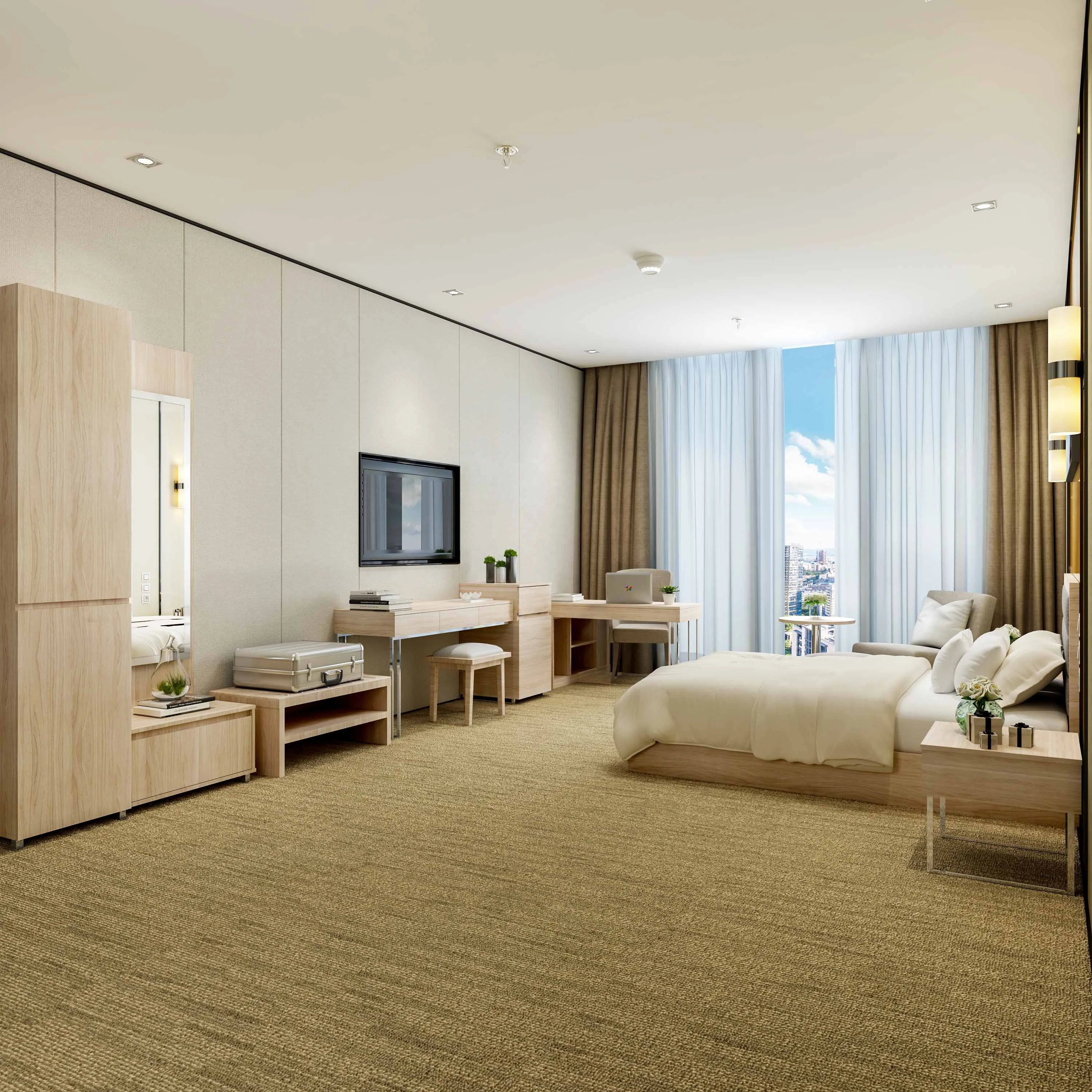 Hotel bedroom furniture Aloft hotel  HPL bedroom furniture for USA Canada Australian market