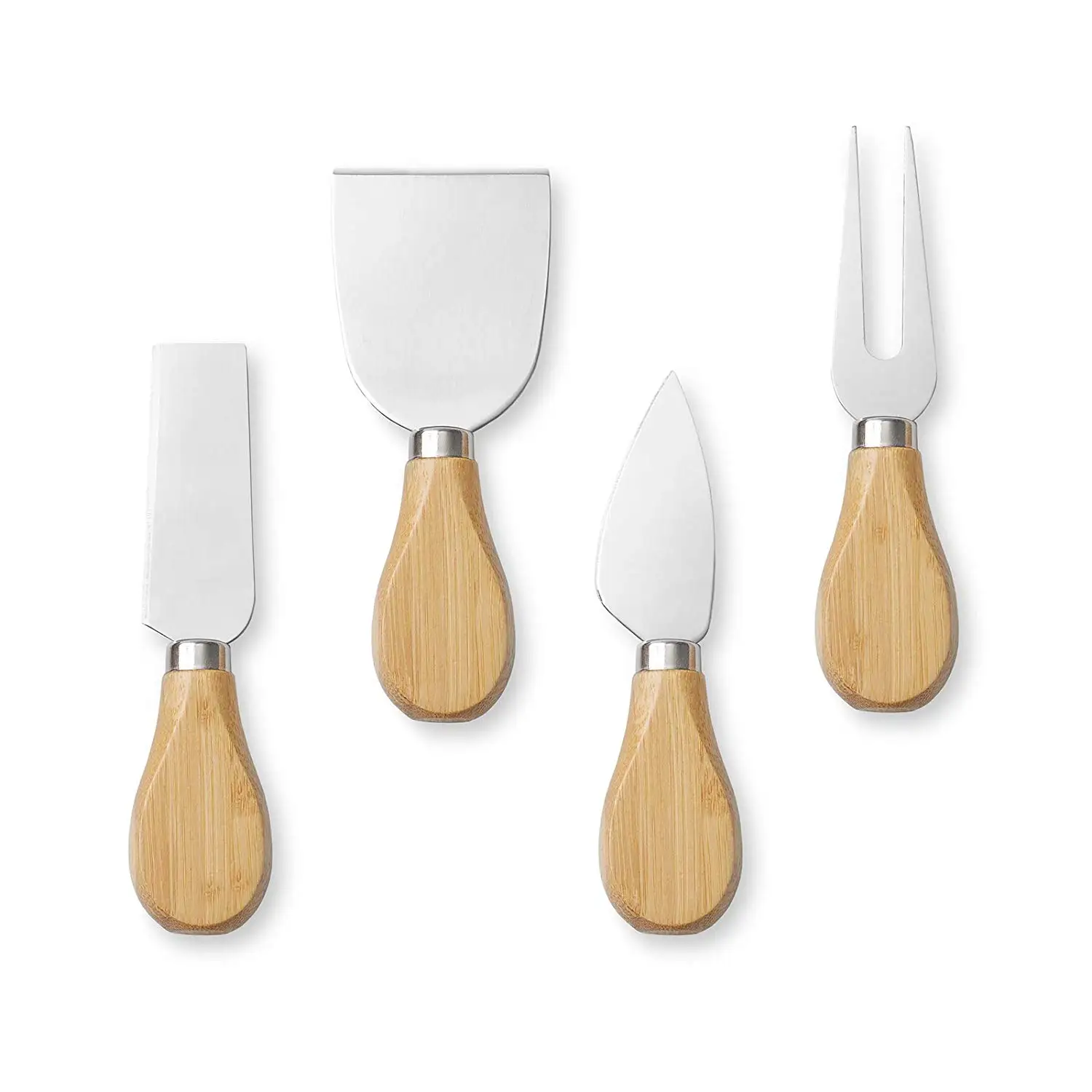 Bamboo Cheese Board & Knife Set Wood Meat Platter Charcuterie Set,Exclusive Cheeseboard With 4 Cheese Knives