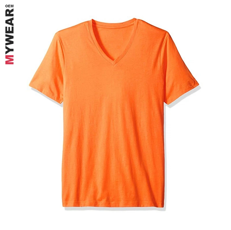 Mens peruvian pima cotton shirt blank custom printing design orange t shirt oem