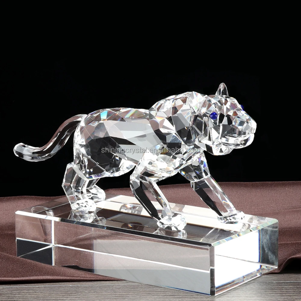 New wholesale unique crystal glass tiger figurine the chinese zodiac ornament crystal animal ornaments