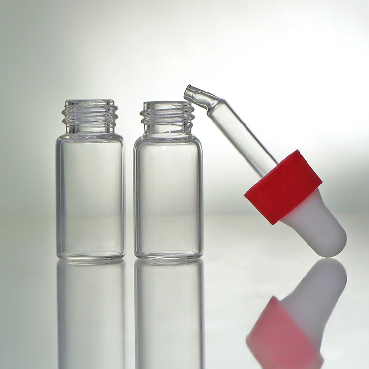 7ml 10ml Tubular Pharmaceutical Clear Amber Small Bottle Empty Glass Dropper Vial Bottle with Plastic Vial Caps and labels