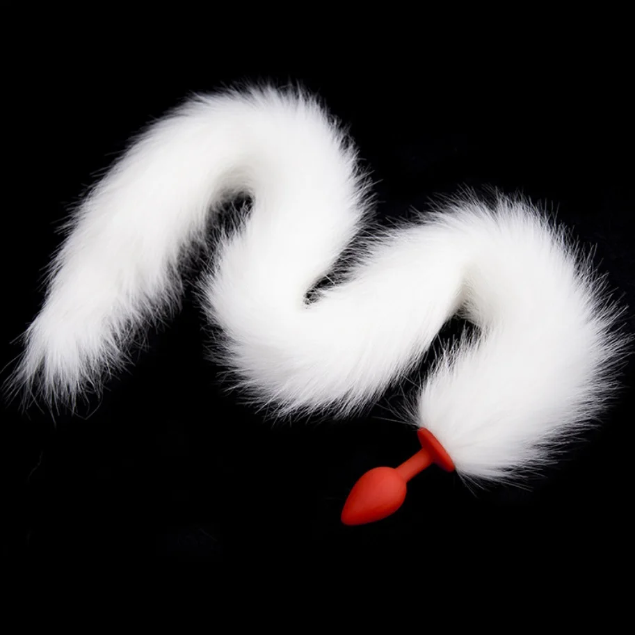 BDSM Bondage Silicone Faux Dogtail Anal Plug,  Foxtail Butt Plugs For Adult Sex Toy Play Game