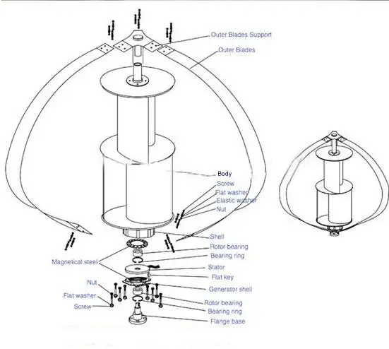 Small 200w wind turbine generator solar hybrid system for boat