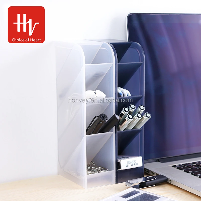 
HONVEY 4 Grids Multi function Stationery Storage Box Holder Plastic Office Desk Tableware Organizer  (60769654499)