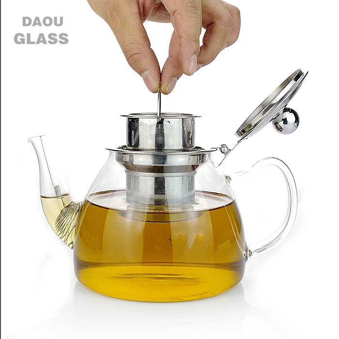 
teapot 900ml multi-purpose Heat-Resisting Clear Glass Flower Teapot Coffee Water Tea Pot with Stainless steel Filter & Lid 