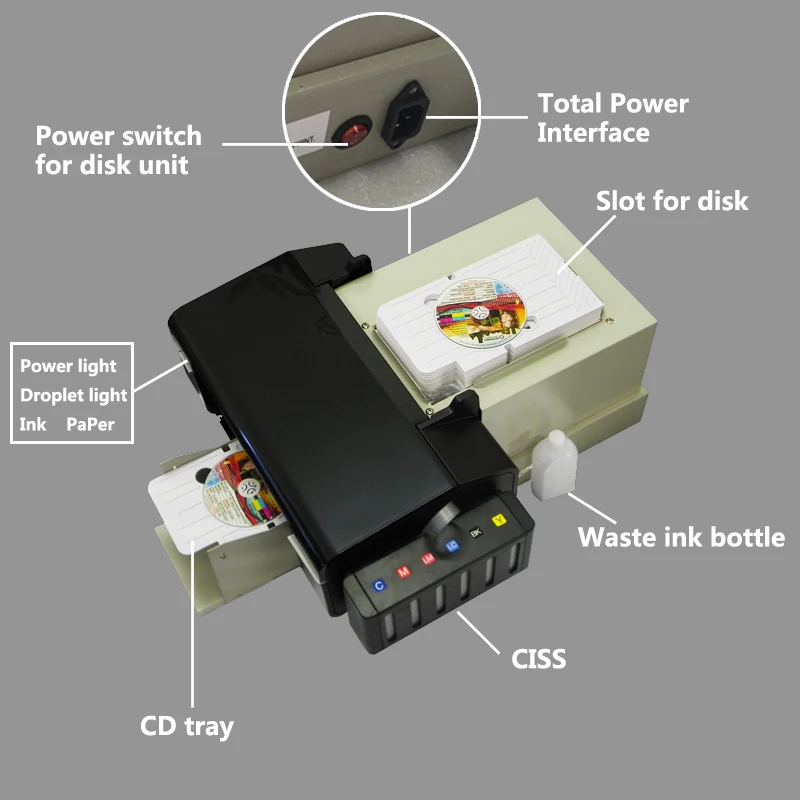 Automatic CD printer for Epson L800 inkjet CD DVD printing machine with 51pcs CD tray free