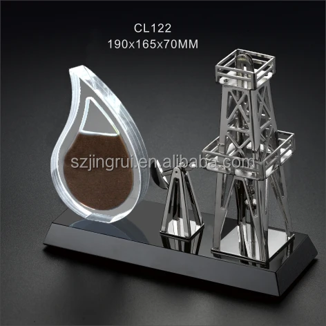 Acrylic oil barrel metal gift items oil and gas drilling rig model  for oil company