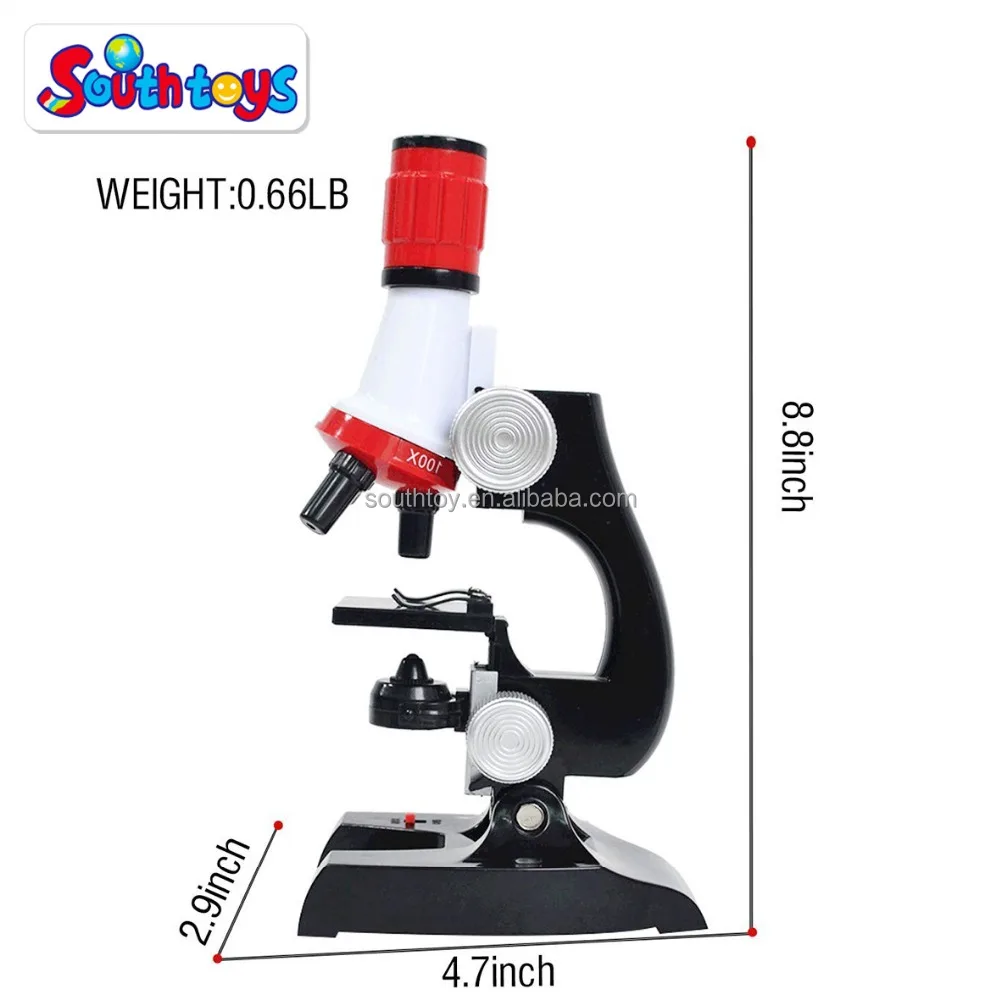 kids science education electric microscope beginner toys kit LED 100X, 400x, and 1200x magnification