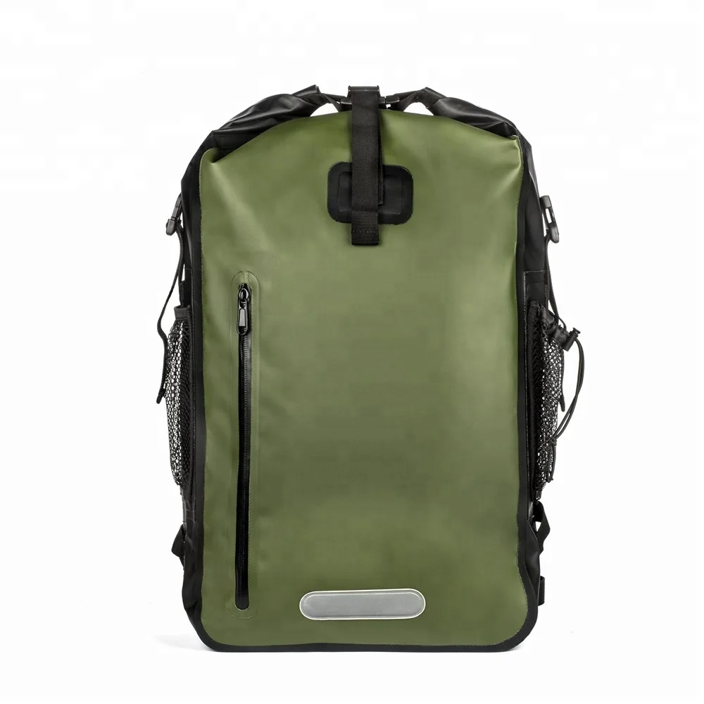 RF welded seams PVC TPU Roll Top Dry Waterproof Backpack Bag with Laptop Sleeve mesh pocket hiking,kayaking fishing equipment