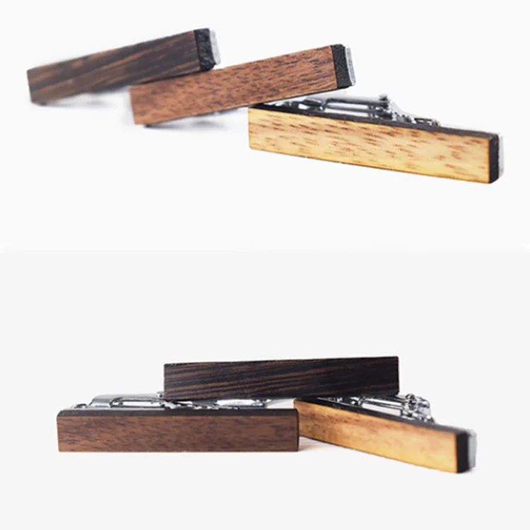 wooden cufflinks tie clip set with custom logo