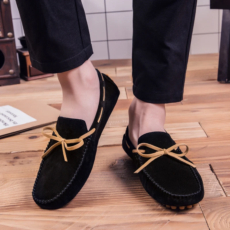 Дышащие дизайнерские замшевые лоферы с бантом, оптовая продажа, мужские туфли, повседневная обувь