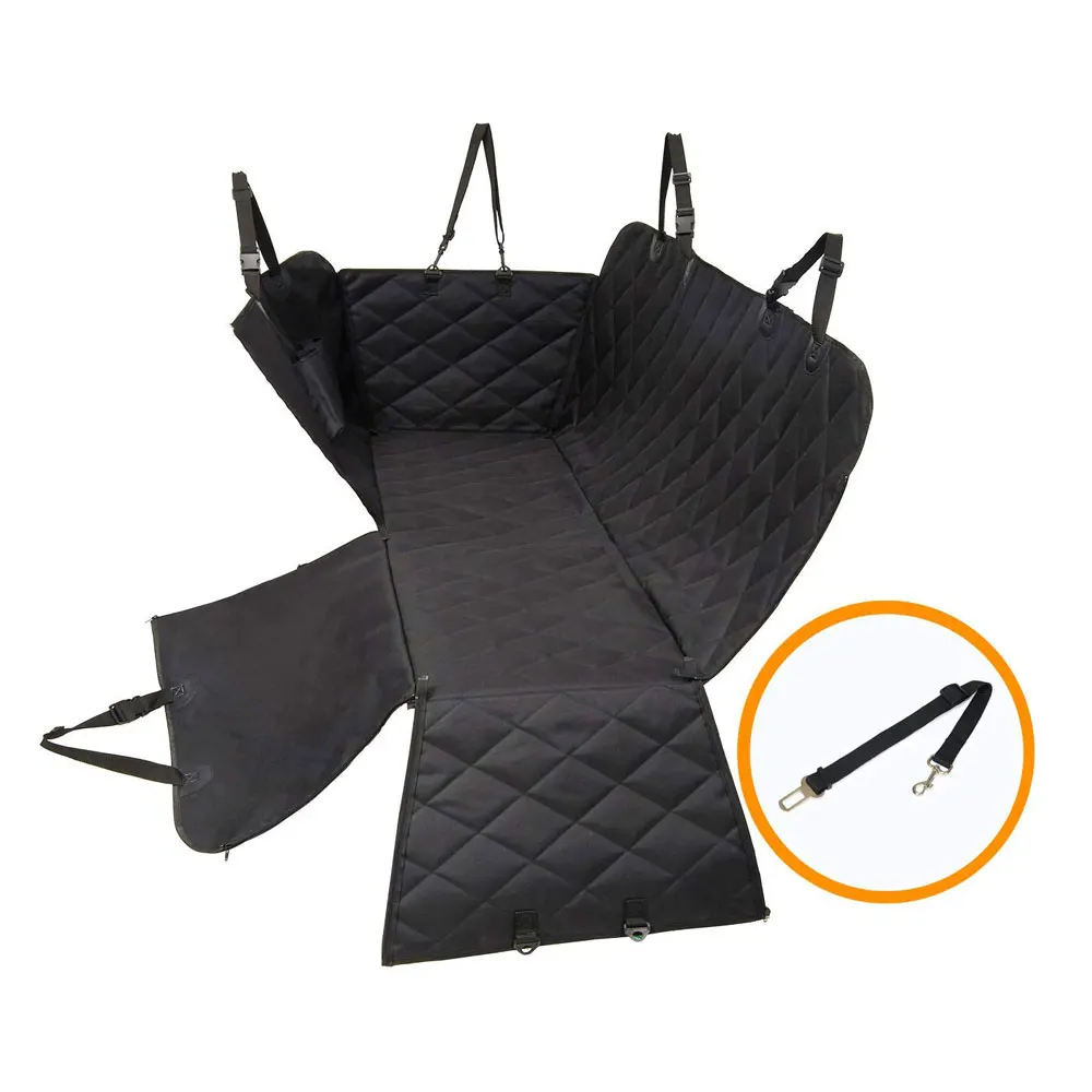 Heavy Duty water Proof Nonslip Durable Quilted Pet Back Booster Hammock Dog Rear Car Seat Cover with Large Side Flaps Bonus Belt