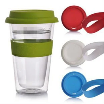 
 350 мл стеклянные кофейные/чайные чашки с двойными стенками, кружка с силиконовой резиновой крышкой и рукавами  